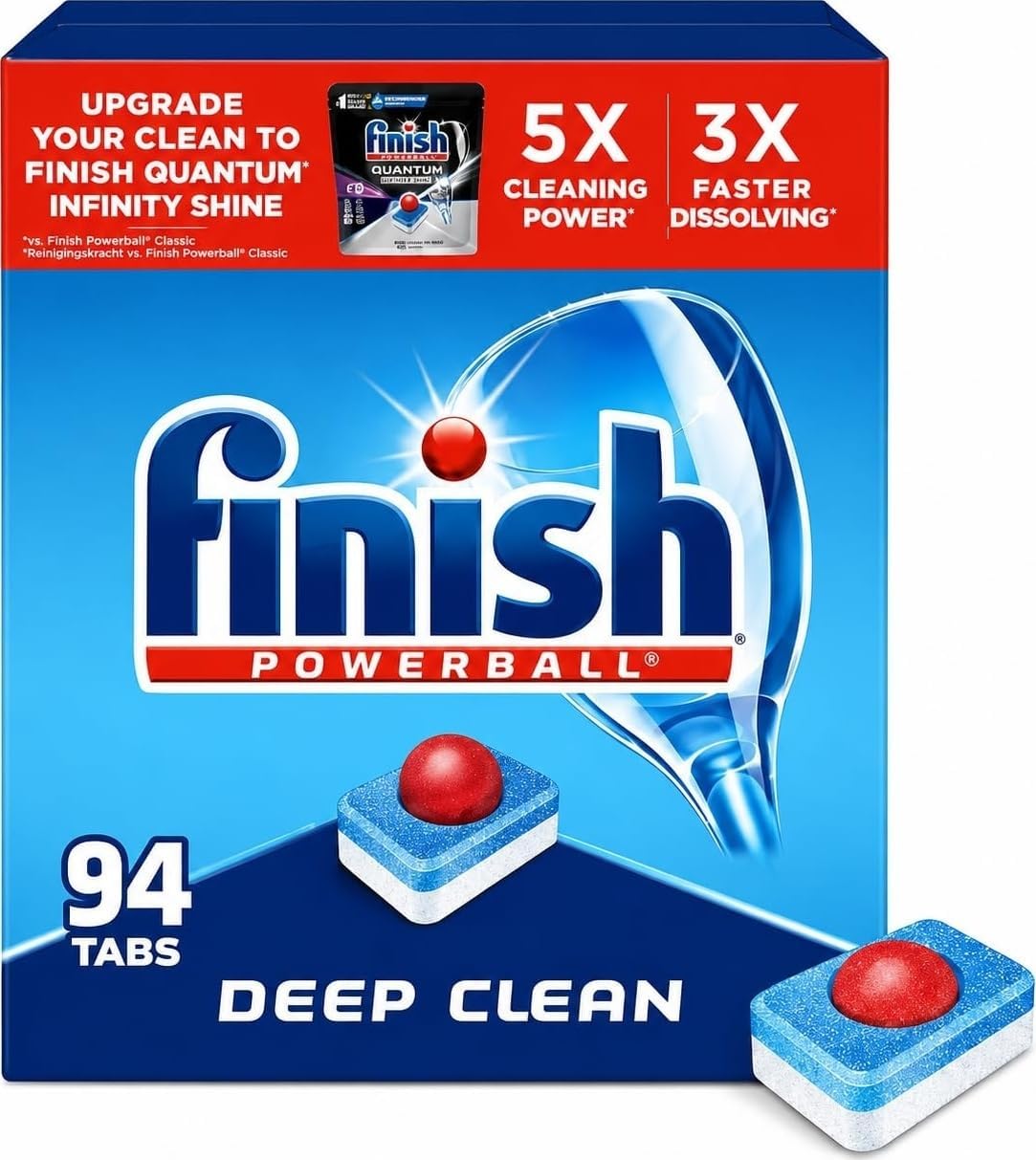 Finish Powerball Dishwasher Pods, Dishwasher Tablets Plastic Free, Fresh Scent, 94 Count